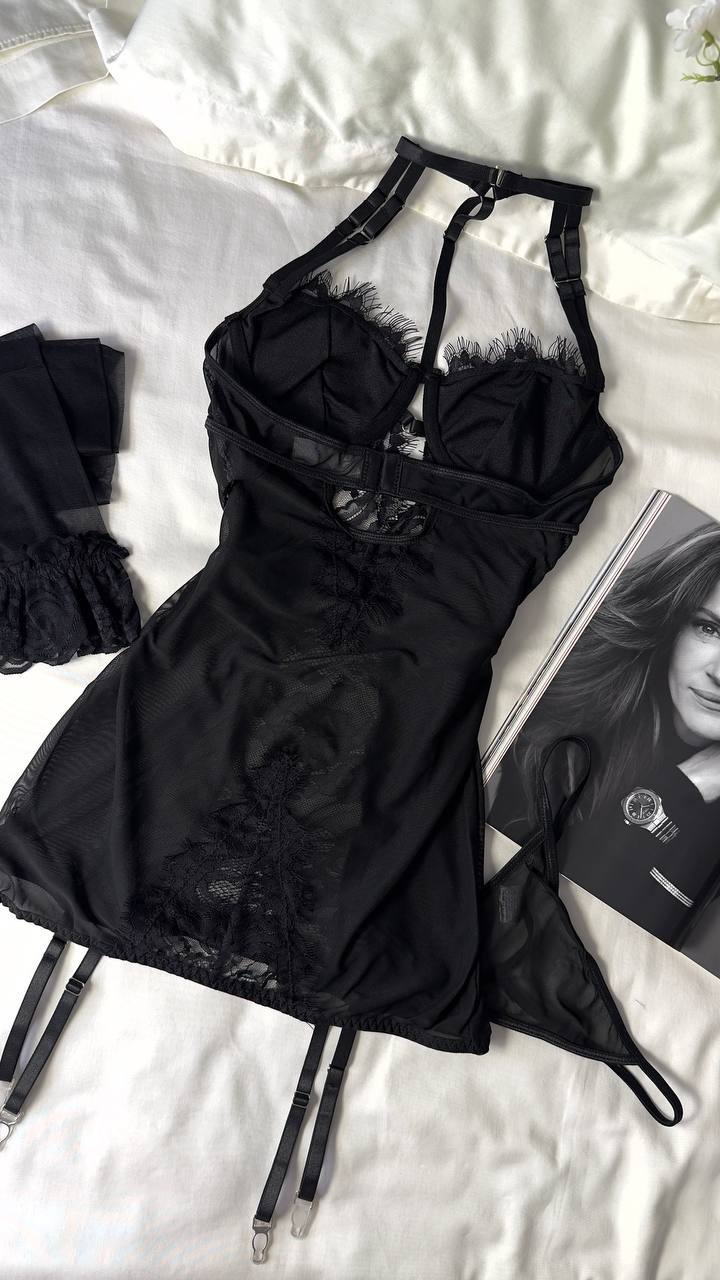 Adeline™ | 3-Delige Lingerieset van Transparant Kant