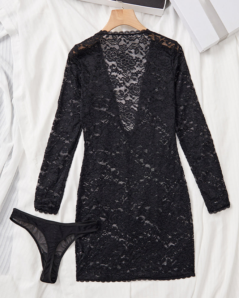 Faye™ | Nachtjurk met Diepe V-hals en Chain Accent