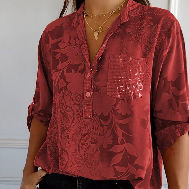 Carla™ | Gedrukte Blouse met Oprolbare Mouwen
