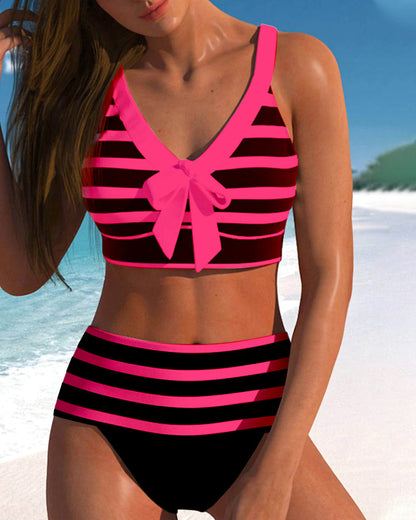 Keyla™ | Gestreepte hoge taille bikini