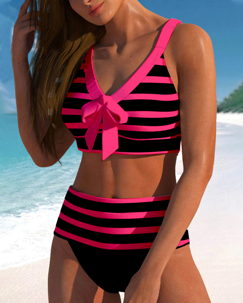 Keyla™ | Gestreepte hoge taille bikini