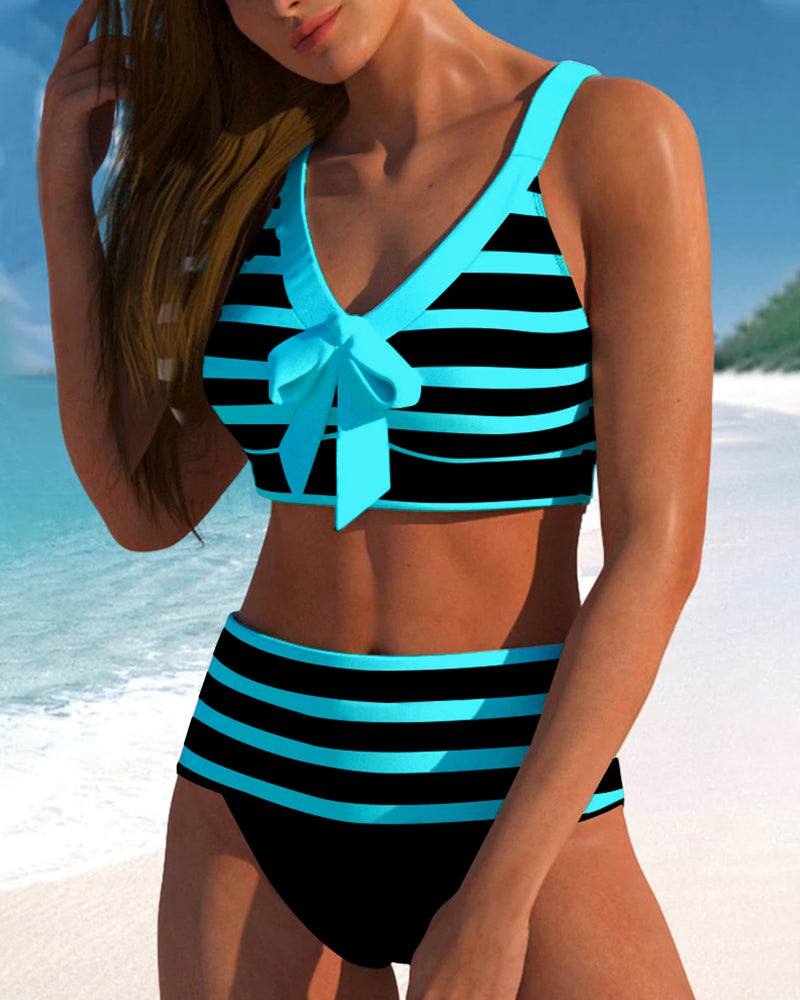 Keyla™ | Gestreepte hoge taille bikini