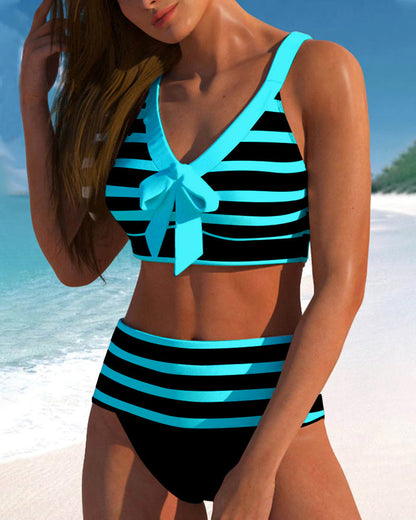 Keyla™ | Gestreepte hoge taille bikini