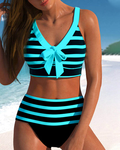Keyla™ | Gestreepte hoge taille bikini