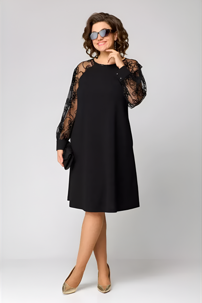 Elara™ | Elegante Jurk met Kanten Mouwen