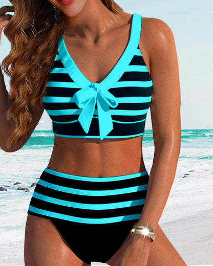 Keyla™ | Gestreepte hoge taille bikini