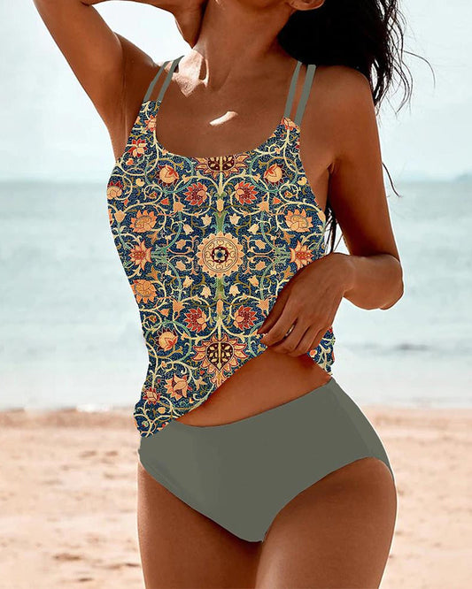 Laluna™ | Tankini met print en dubbele band