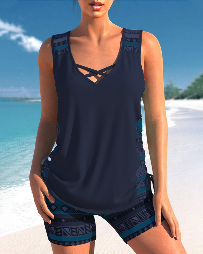 Lulu™ | Tankini met geometrische print en V-hals