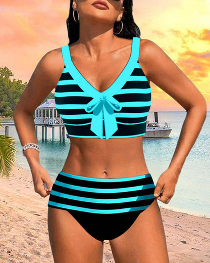 Keyla™ | Gestreepte hoge taille bikini