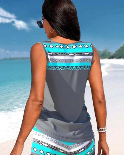 Lulu™ | Tankini met geometrische print en V-hals