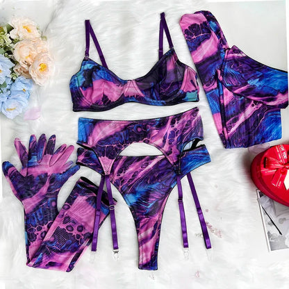 Amanda™ | Complete 5-delige Tie-Dye Lingerieset