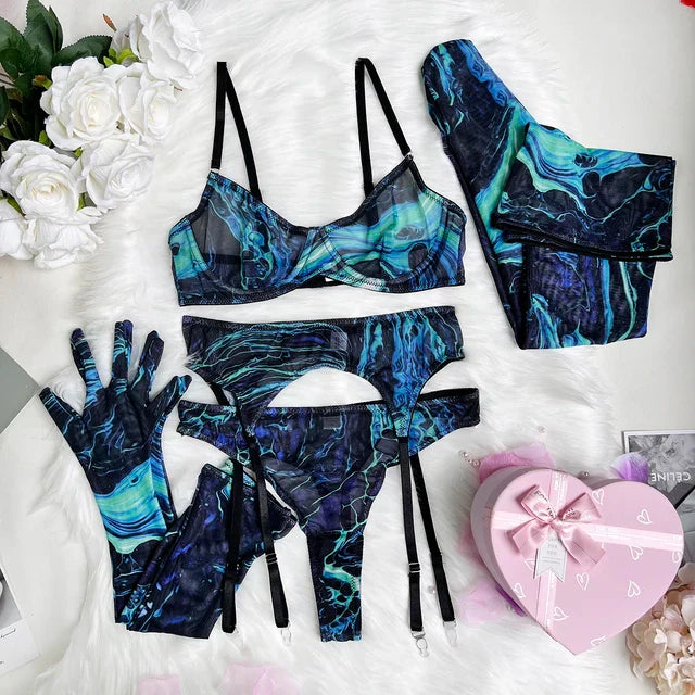 Amanda™ | Complete 5-delige Tie-Dye Lingerieset