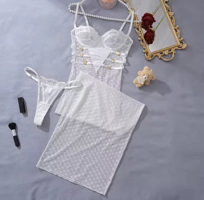 Amoura™ | Romantische Mesh Lingerieset met Fluwelen Hartjes