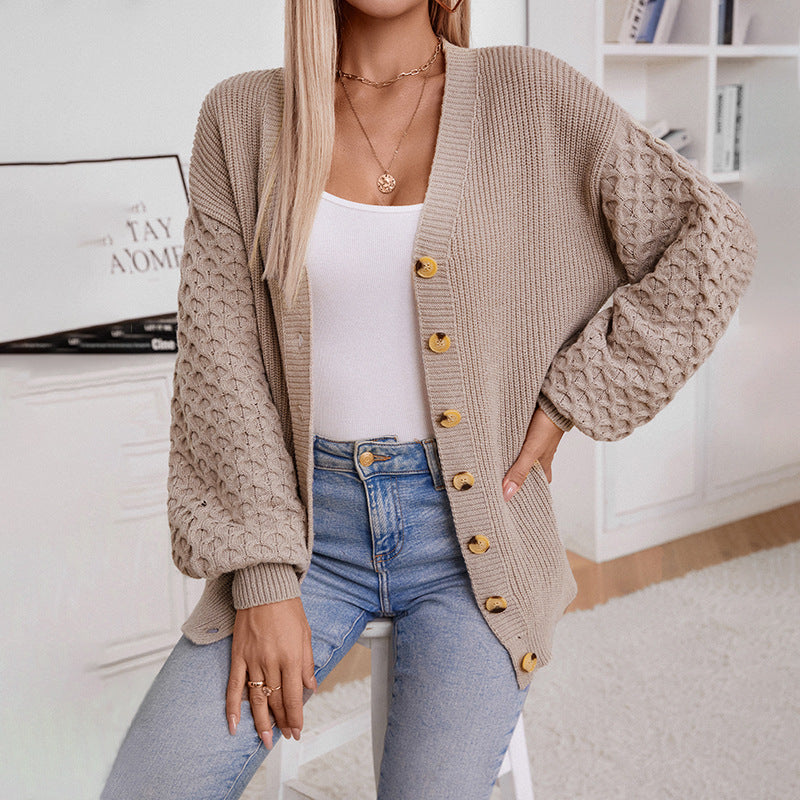 Eva™ | Oversized Gebreid Vest met V-hals en Knopen