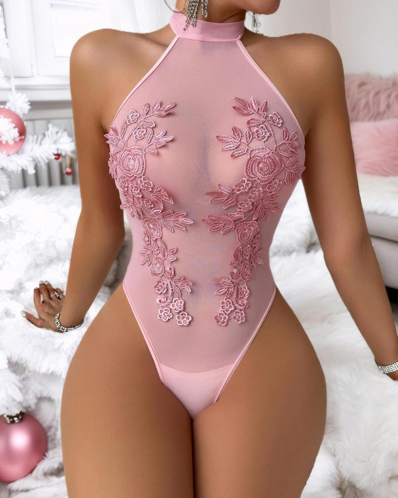 Elara™ | Mesh Bodysuit met Bloemenborduursel