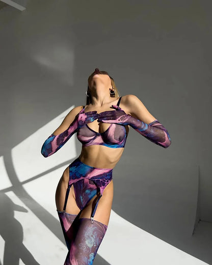 Amanda™ | Complete 5-delige Tie-Dye Lingerieset
