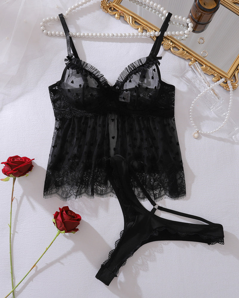 Élise™ | Transparante Mesh Top & Slip Set