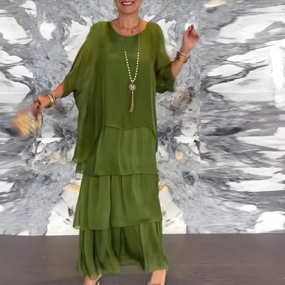 Monica™ | Chiffon jurk met Cake Rok