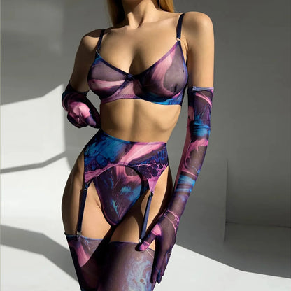Amanda™ | Complete 5-delige Tie-Dye Lingerieset