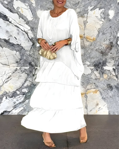 Monica™ | Chiffon jurk met Cake Rok