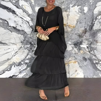 Monica™ | Chiffon jurk met Cake Rok