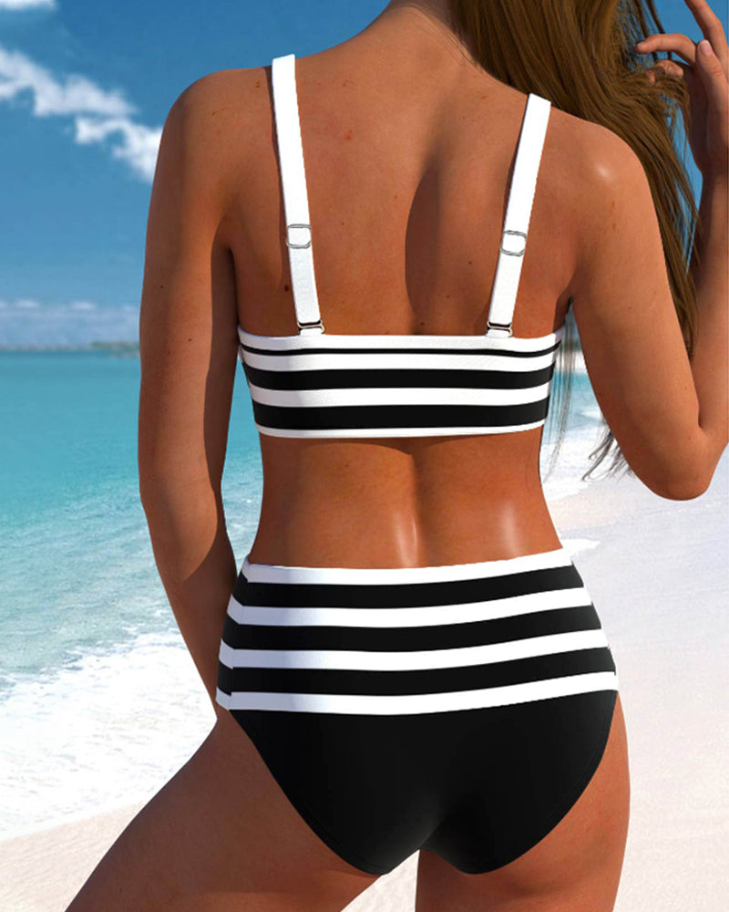 Keyla™ | Gestreepte hoge taille bikini