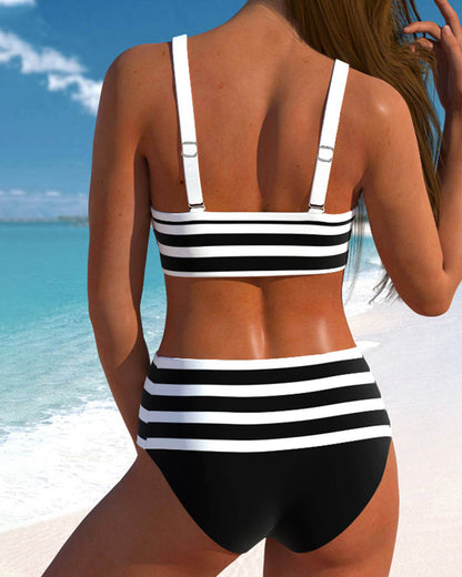 Keyla™ | Gestreepte hoge taille bikini