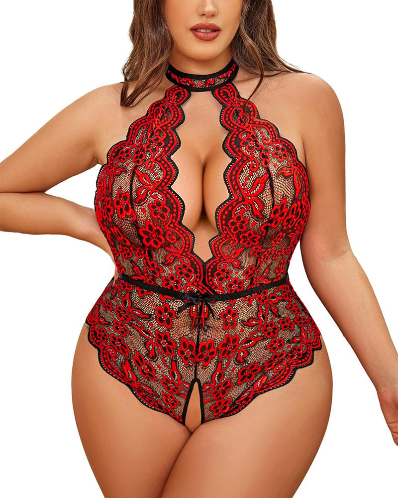 Alina™ | Verleidelijke Kanten Bodysuit met Halterdesign
