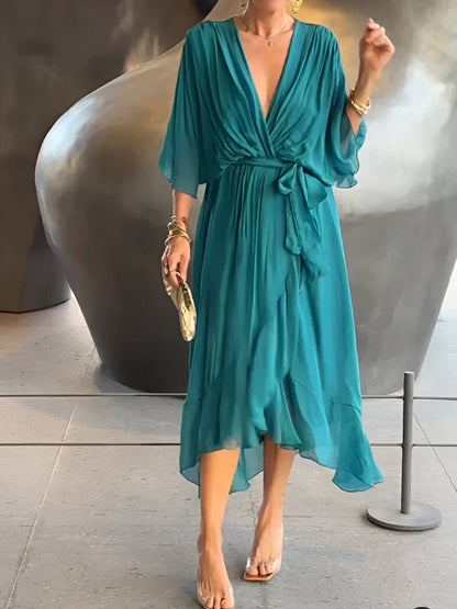 Veronique™ | Zachte Chiffonjurk met V-hals