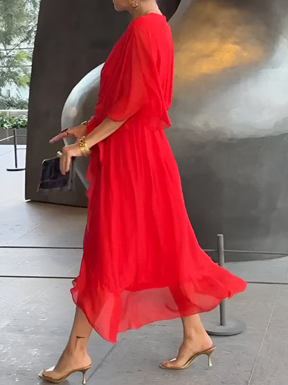 Veronique™ | Zachte Chiffonjurk met V-hals