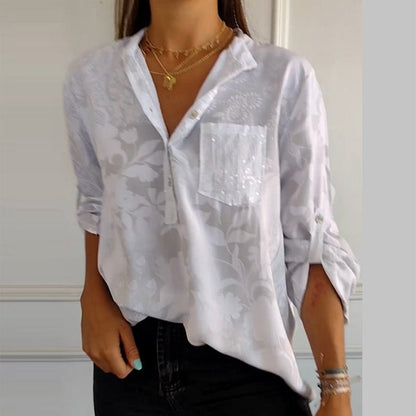Carla™  | Gedrukte Blouse met Oprolbare Mouwen