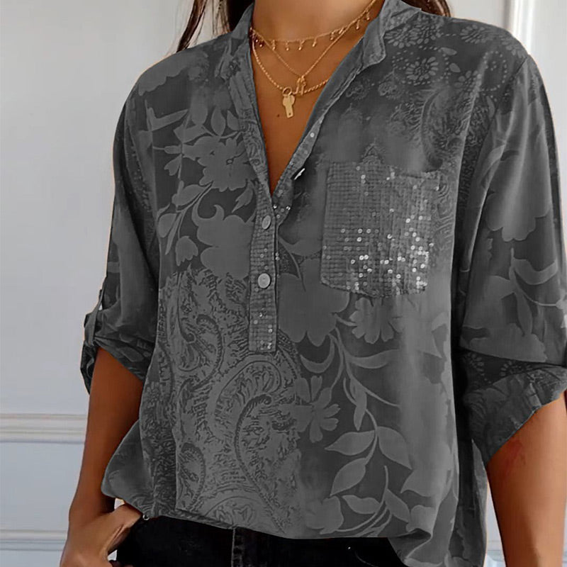 Carla™  | Gedrukte Blouse met Oprolbare Mouwen