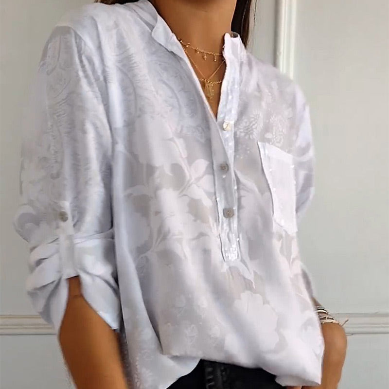 Carla™  | Gedrukte Blouse met Oprolbare Mouwen
