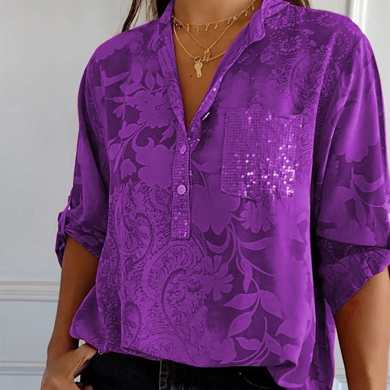 Carla™  | Gedrukte Blouse met Oprolbare Mouwen