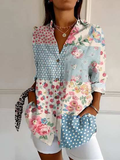 Malou™ | Bloemenblouse met Knopen