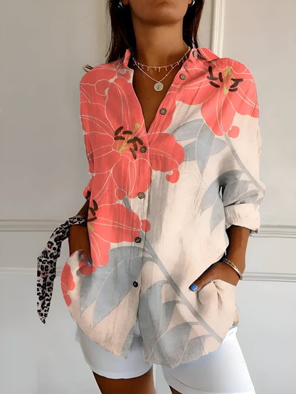 Malou™ | Bloemenblouse met Knopen