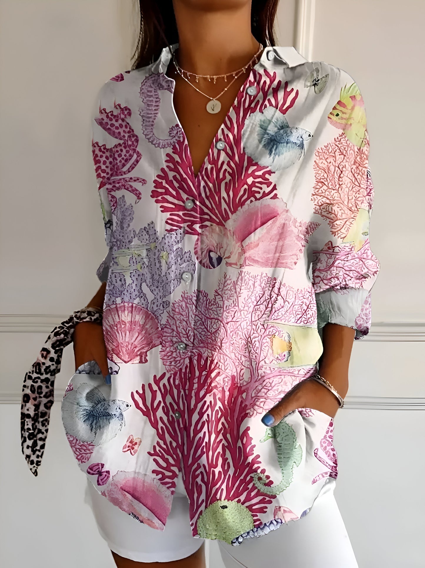 Malou™ | Bloemenblouse met Knopen