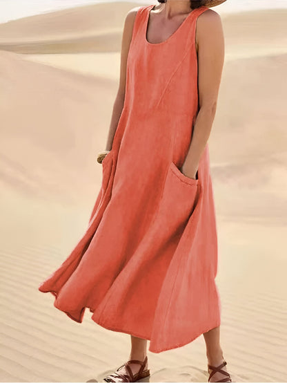 Isadora™ | Katoen-Linnen Zomerjurk met Zakken