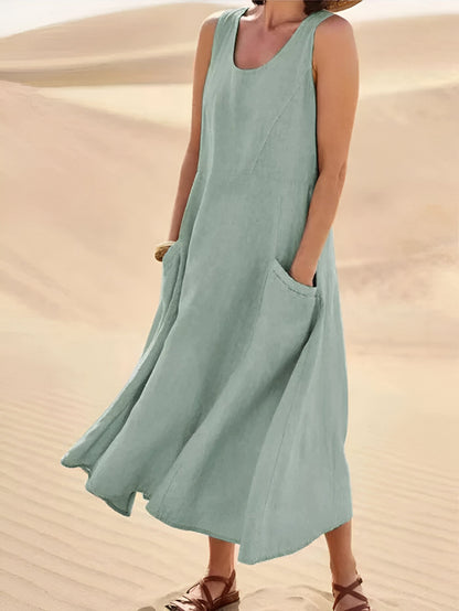 Isadora™ | Katoen-Linnen Zomerjurk met Zakken